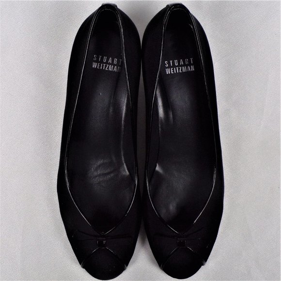 STUART WEITZMAN size 8M black low-heel open-toe pumps fabric uppers - Picture 11 of 16